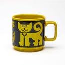 Magpie x Hornsea Cat and Piranha Mug in Chartreuse