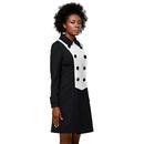 Marmalade 1960s Mod Contrast Panel Double Breasted Coat in Black/Light Cream