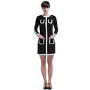 MARMALADE Retro 60s Mod Outlined Dress in Black