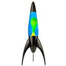 Mathmos Telstar Rocket Lava Lamp in Black Nickel with Blue and Yellow