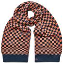 Merc Retro Mod Dusteby Checkerboard Scarf in Navy/Tan