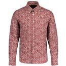 Merc Aaron Ditsy Floral Print Button Down Shirt in Wine Red