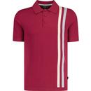 merc london mens adam retro racer stripe intarsia knit polo tshirt washed red