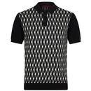 Austin MERC Mens Knitted Geometric Jacquard Polo B