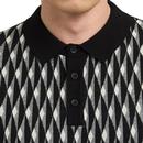 Austin MERC Mens Knitted Geometric Jacquard Polo B