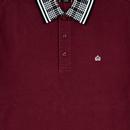 Balam Merc Tartan Collar Burgundy Pique Polo Shirt