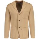 merc london mens bende retro mod milano knitted button front blazer coffee brown