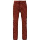 Merc Men's Bennie Retro Straight Leg Cord Trousers in Dark Amber