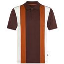 Merc Bidwell Retro Mod Block Cut and Sew Polo Shirt in Dark Brown