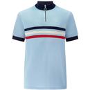 Merc Brooke Retro Chest Stripe Knitted Cycling Top in Sky Blue