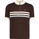 merc london mens brooke retro mod zip neck cycling top dark brown