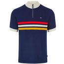 Merc Brooke Retro Mod Stripe Knitted Cycling Top in Dark Blue