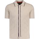 merc london mens bryan retro mod stipple tipped cable knit short sleeve shirt cream