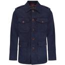 Merc Clerk Retro Cord 70s Army Jacket Tunic in Navy