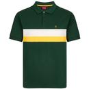 Merc Colebrook Retro Mod Chest Stripe Pique Polo Shirt in Forest Green