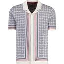 merc london mens dennis revere collar dot jacquard knit short sleeve shirt vanilla
