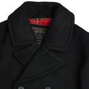 Doyle MERC Mod Tartan Lined Melton Pea Coat BLACK