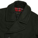 Doyle MERC Mod Tartan Lined Melton Pea Coat KHAKI