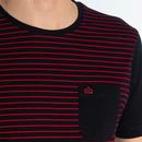 Eaton MERC Retro 70s Fine Stripe T-Shirt in Black