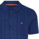 Elsted Merc Retro Textured Stripe Knit Shirt Blue