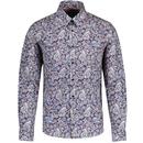 Merc Gore Multicolour Mod Paisley Print Shirt in Navy	