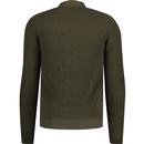 Grayson Merc Retro Waffle Knit Cardigan Ivy Green