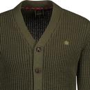 Grayson Merc Retro Waffle Knit Cardigan Ivy Green