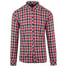 Hamlet MERC Retro Mod Flannel Check Shirt NAVY/RED