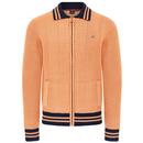 Merc Harlesden Retro Herringbone Knitted Jacket in Tan