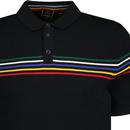 Hickory MERC Retro Mod Knitted Polo Shirt in Black