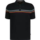 merc mens hickory multicolour chest stripes polo tshirt black