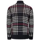 Inwood Merc Retro Tartan Knitted Chunky Cardigan