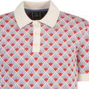 Marcus Merc Geo Sunburst Jacquard Knit Polo Shirt 