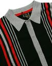 Nutley MERC Mod Stripe Knit Polo Cardigan BLACK