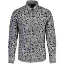 Merc Ralph Mod Monochrome Paisley Print Shirt in Black