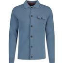 merc london mens rathbone retro milano knit button front cardigan trooper blue