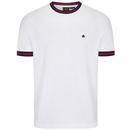 Merc Redbridge Retro Mod Stripe Tipped Ringer T-shirt in White