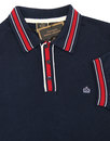 Sadler MERC Retro Tipped Knitted Polo Shirt Navy