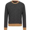 merc london spalding chunky cable knit jumper charcoal
