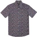 Merc Steve Button Down Paisley Short Sleeve Shirt in Navy 1525103 002 Main Photo