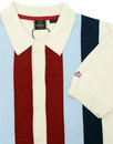 Upton MERC 60s Mod Stripe Panel Polo Cardigan (C)