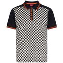 Merc Wayland Retro Mod Ska Checkerboard Polo Shirt in Black