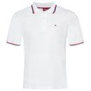 Merc Men's Retro Mod Twin Tipped Pique Polo Shirt in White with red and navy tipping