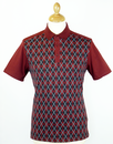 Nifty MERC Retro 60s Argyle Print Mod Polo Shirt B