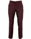 Retro 60s Mod Berry Red Mohair Blend Slim Trousers