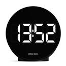 Newgate Clocks Space Hotel Spheratron Circular Retro Digital Alarm Clock in Black and White