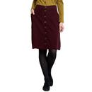 Button Front NOMADS Retro Cord Midi Skirt In Plum