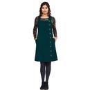 NOMADS Retro 70s Cord Button Pinafore Dress -Green
