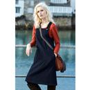 Dungaree NOMADS 60s Retro Cord Dress In Navy Blue