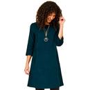 NOMADS Retro 70s Needle Cord Tunic Dress In Fir